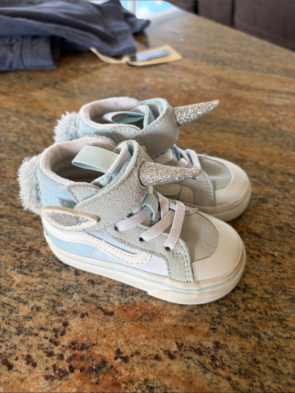 Vans Kids Light Blue & White Unicorn High-Top Sneakers